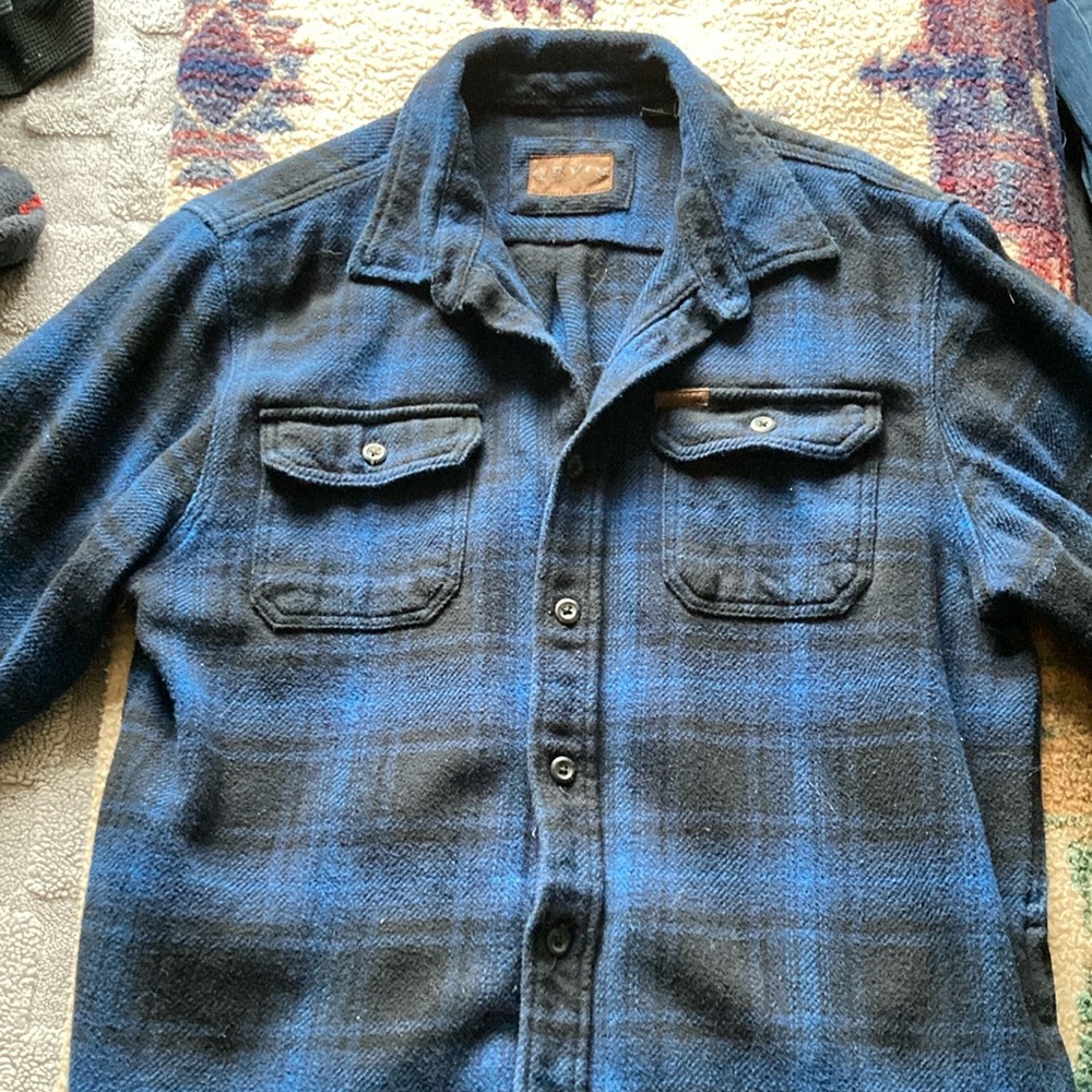 Blue and Black Plaid Button-Up Shirt